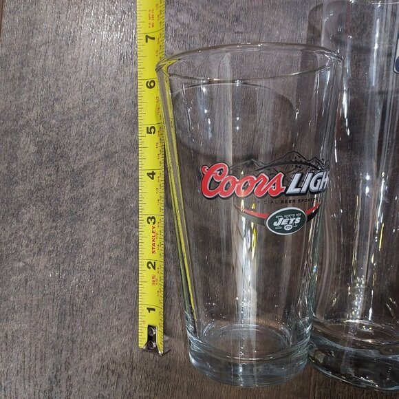 Beer Glass Lot of 3 Coors Jets Stella Blue Moon Barware - Picture 5 of 12